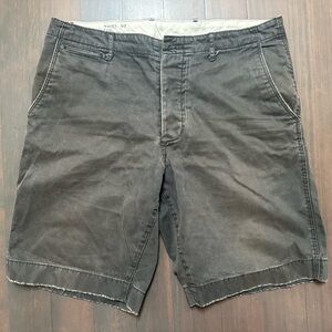 Mens Charcoal Vintage Designer Military Style Chino Short